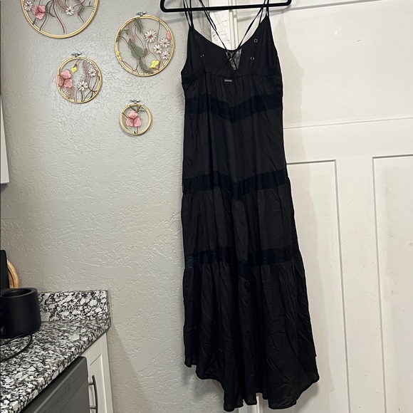 BILLABONG DESIGNERS CLOSET BLACK SHEER CUTOUT COTTON MAXI DRESS LARGE - Picture 11 of 16